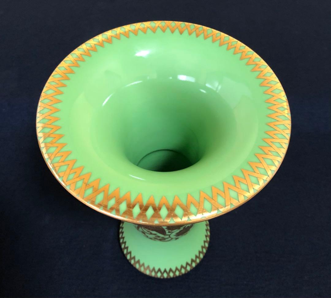 《R》茶道具 萌黄 金襴手 花入 手塚充 陶歴 共布 共箱 251003あ6