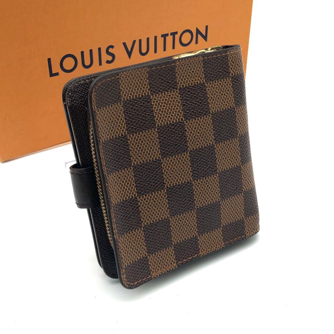 ルイヴィトン ダミエ コンパクトジップ 二つ折り財布 ブラウン