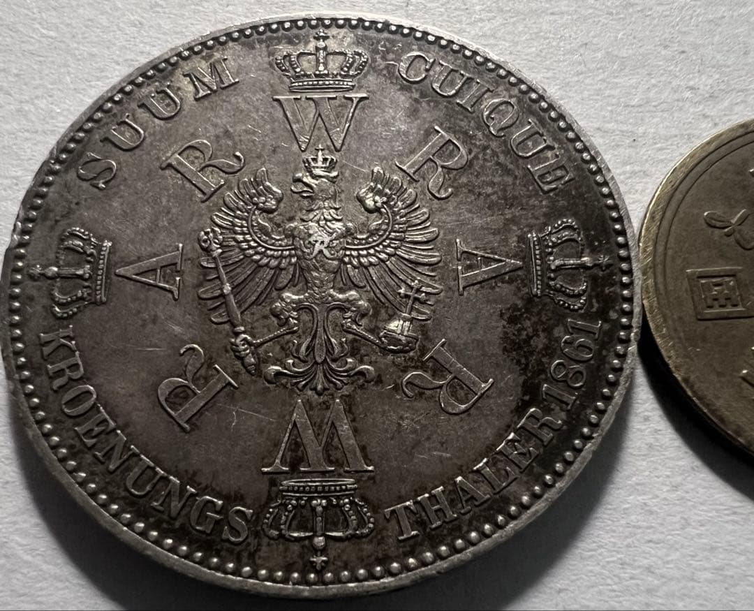 招*@様 1861年 ドイツプロイセン王国 戴冠式ターラー銀貨ウィルヘルム