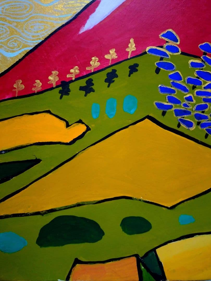 【P10号】片岡球子【富士】手描き作品/表裏サイン・印譜/油彩/油絵/額縁/額装