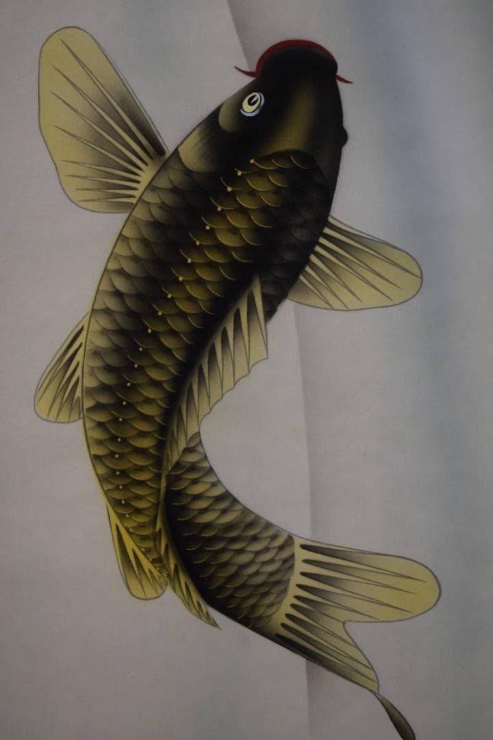 真作/桂華/開運跳鯉図/桐共箱付/布袋屋掛軸HI-212