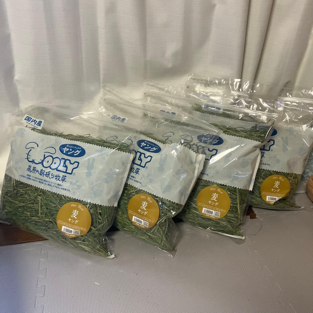 ウーリー高原の朝採り牧草 麦ヤング2025 4袋 2025高原の朝採り牧草「麦」ヤング 450g ※2025年8月22日発売 ※1週間