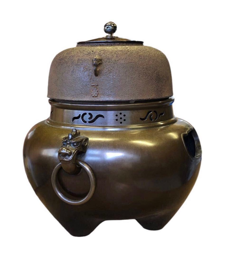 釜師 木村一無作 銀摘 共箱『唐銅鬼面風炉』茶道具/鉄瓶 古道具 - メルカリ