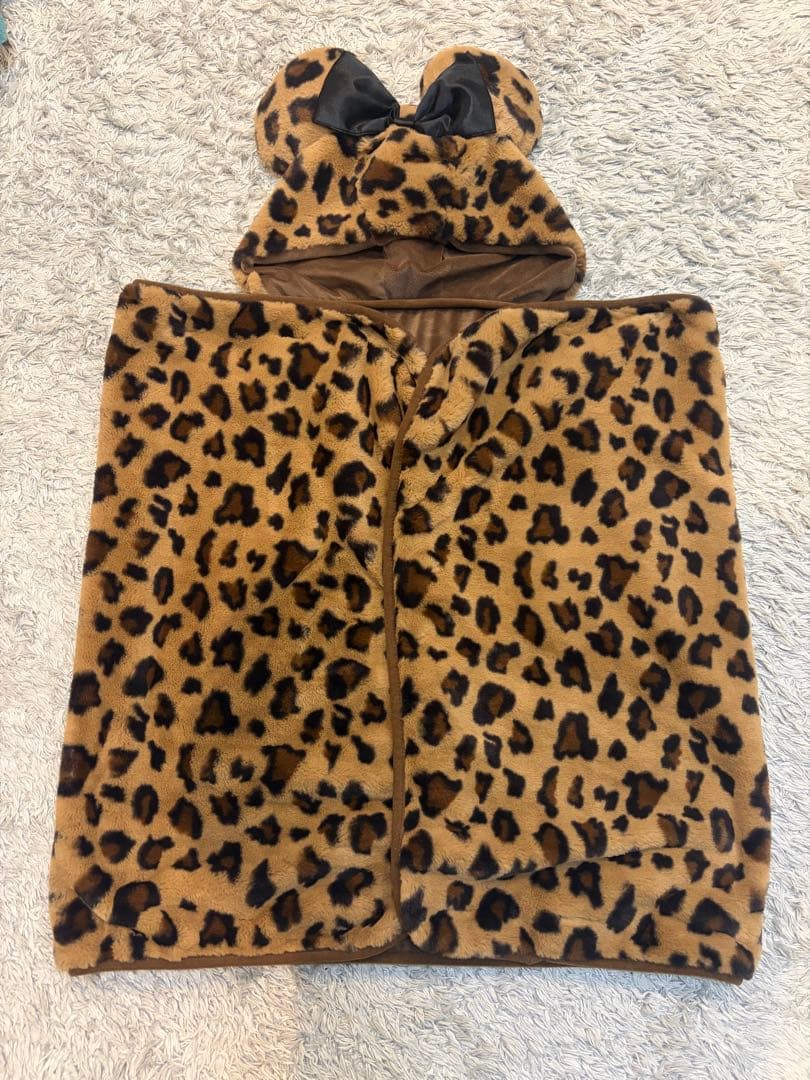 【レア】早い者勝ち♡ ミニー　ヒョウ柄　フード付き　ブランケット　ポンチョ