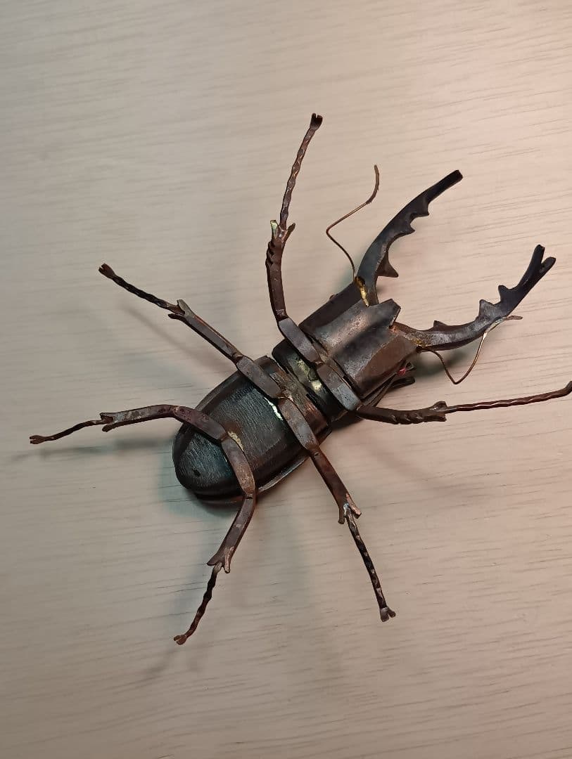 金工ミヤマクワガタ　オブジェ　ペーパーウェイト