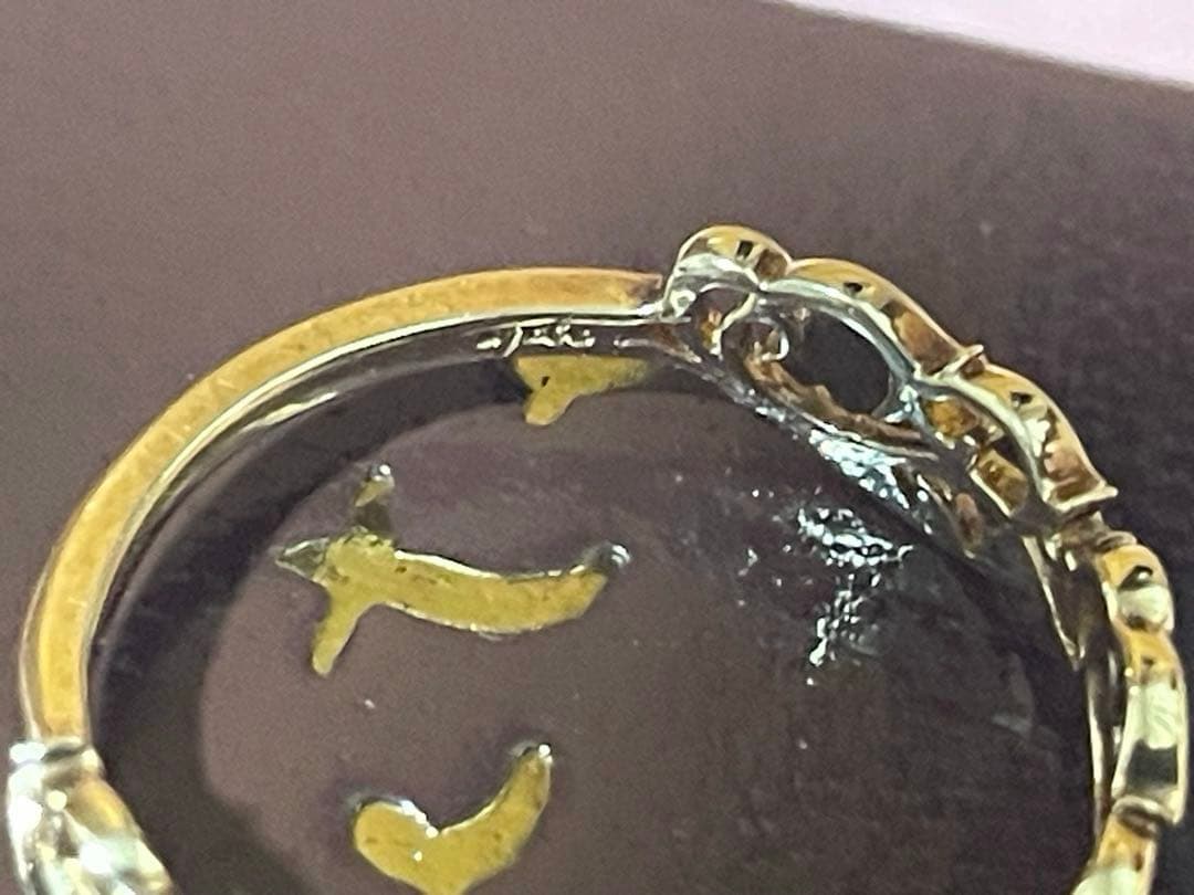 agete K10 オリーブ柄　透かし柄リング　11号