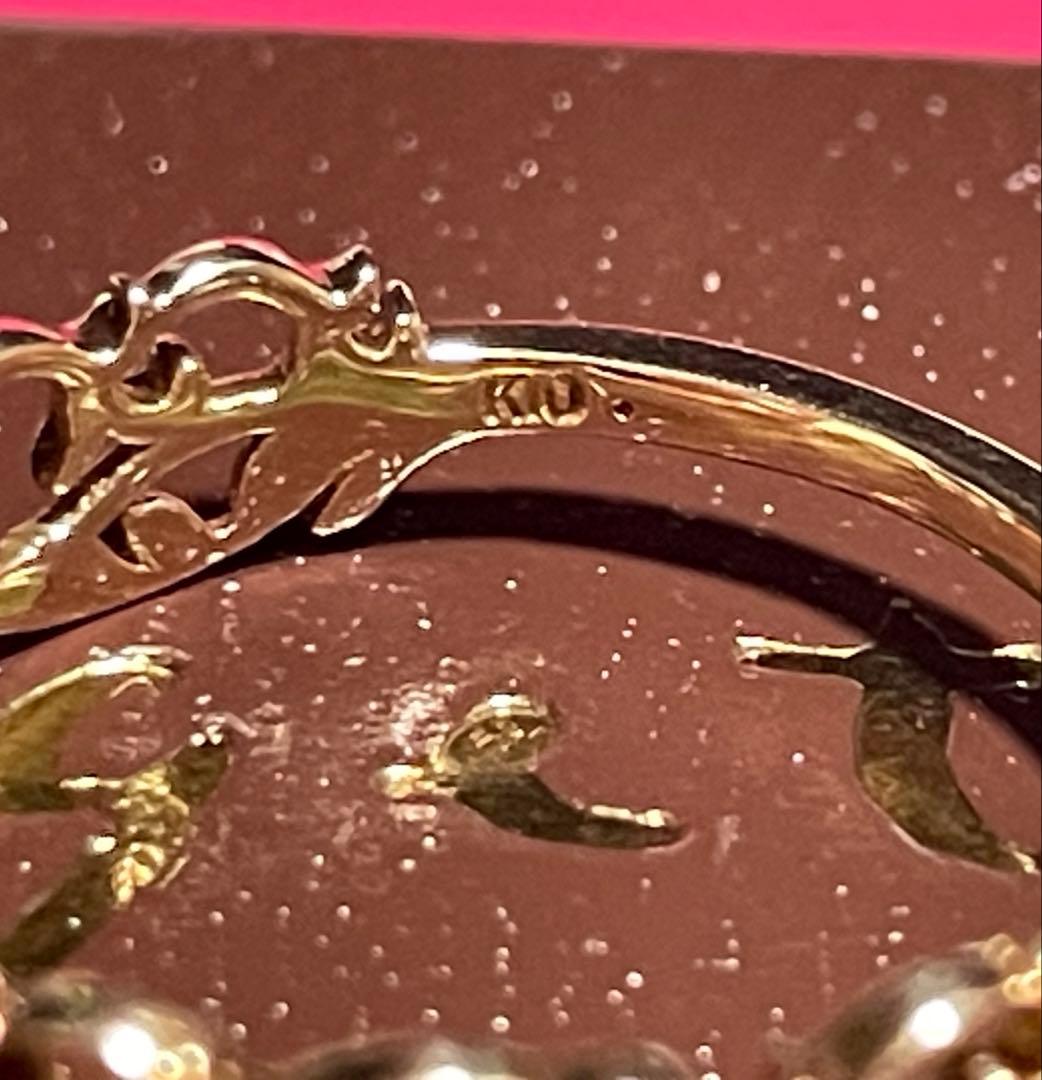 agete K10 オリーブ柄　透かし柄リング　11号