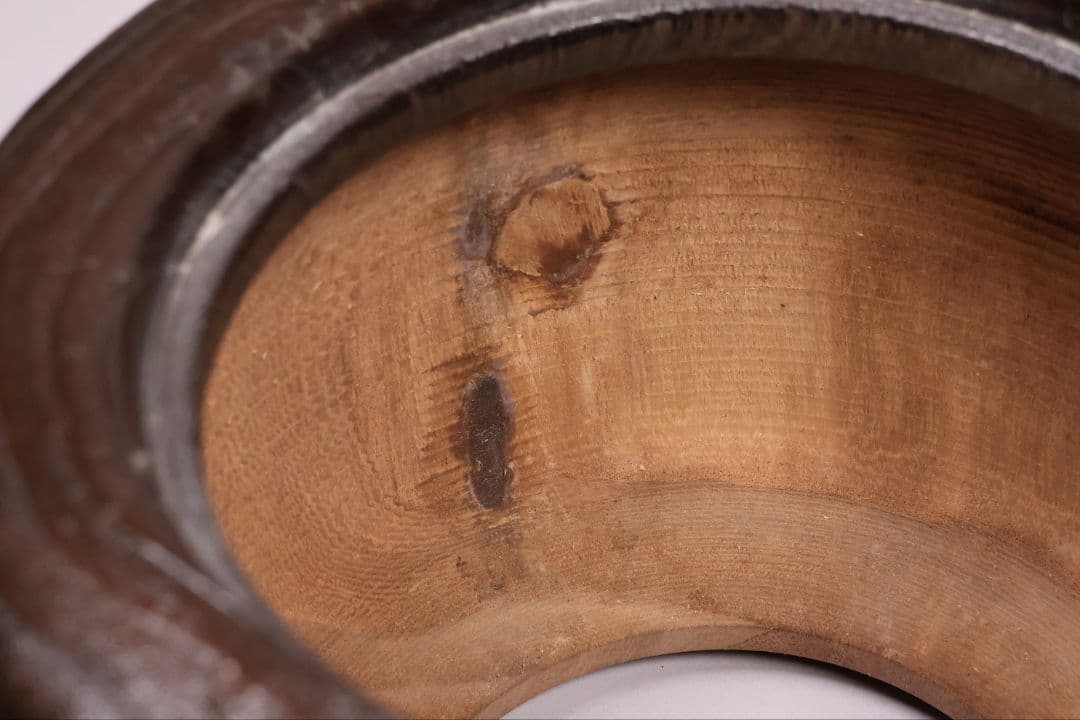 桐火鉢一対 菊蒔絵 草花 木箱入り 手あぶり 古民具 漆芸 茶道具【MB55