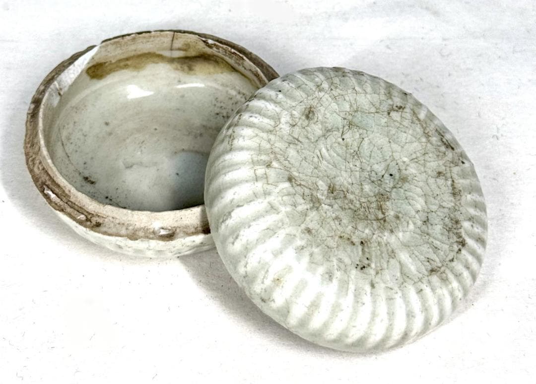 宋時代 安溪窯青白磁印花文香合 時代品 歴史唐物 伝世