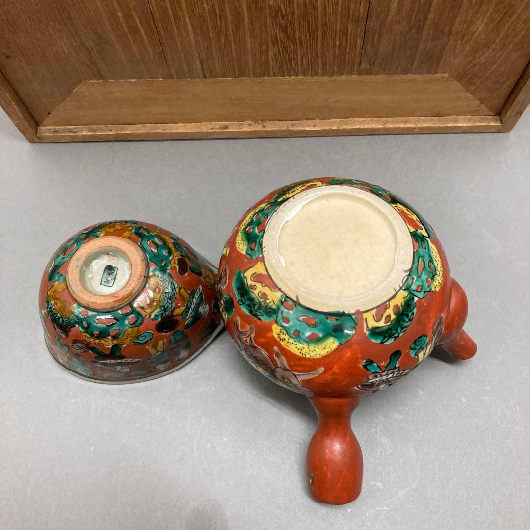 茶道具 煎茶揃 急須 蓋カラクリ、茶入、茶碗3、鉢、盆 旅箪笥 共箱 S70ST