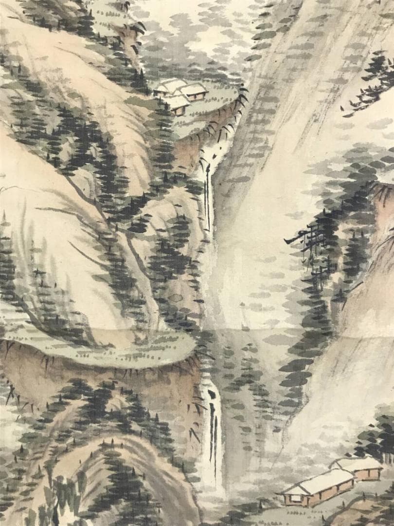 真作/田能村直入/小虎/山水図/秋景山水図/掛軸☆宝船☆AH-679