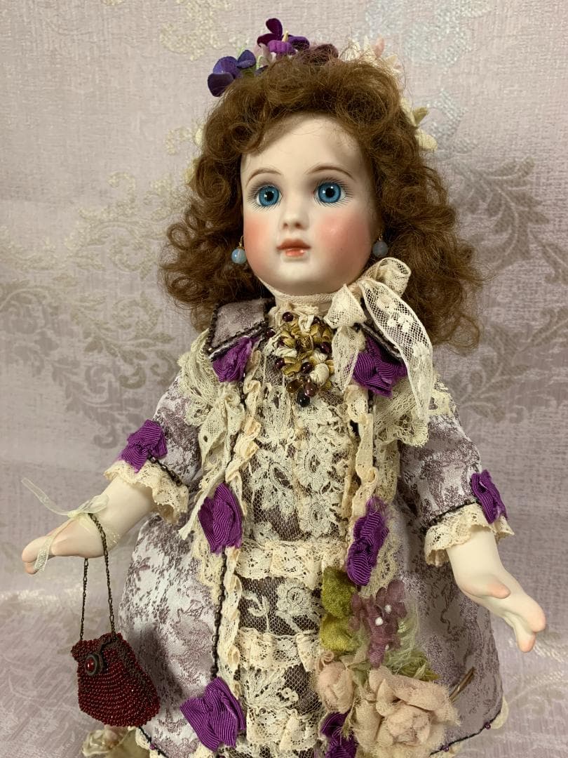 ビスクドール リプロ キャビネットサイズ ドレス&ボネ アンティーク