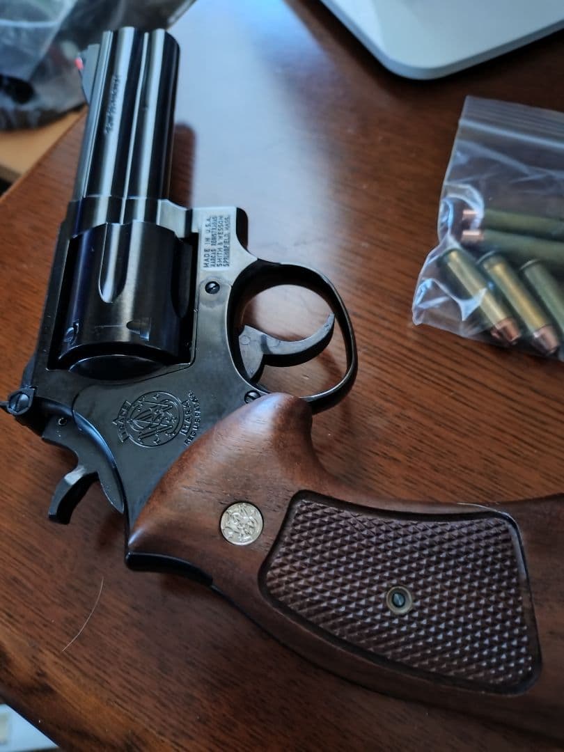 マルシン　m586 4インチ　WディープブラックABS　モデルガン木製グリップ