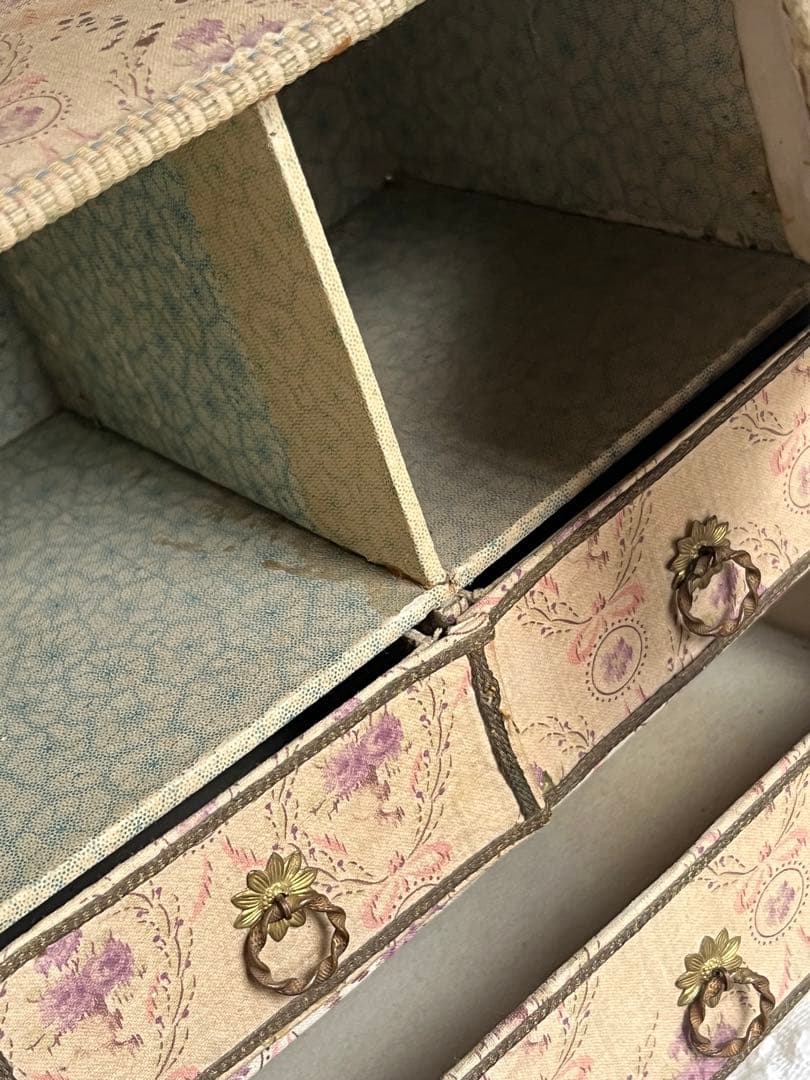 アンティークブロカントフレンチフランスカルトナージュボックスローズ