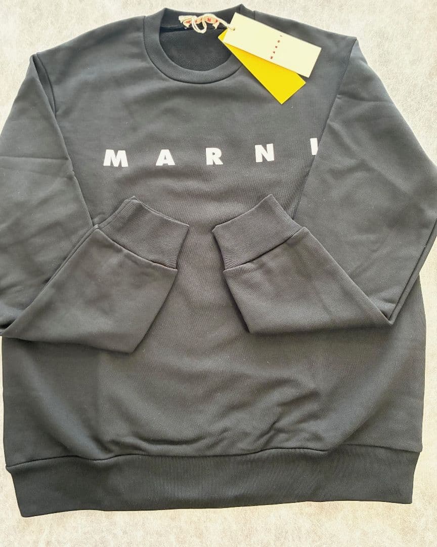大人もOK! Marni マルニ , ロゴプリント スウェットシャツ BK