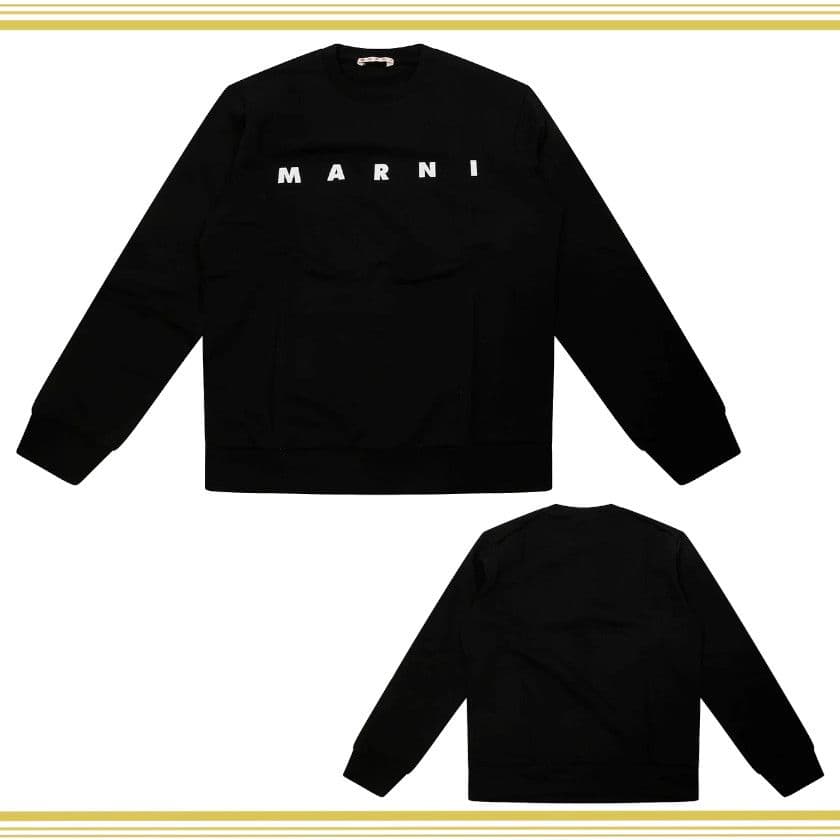 大人もOK! Marni マルニ , ロゴプリント スウェットシャツ BK