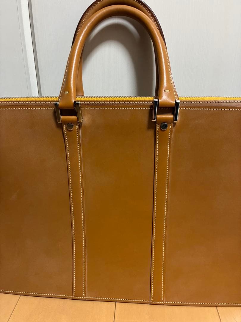 美品　万双　天ファスナー　キャメル　ビジネスバッグ