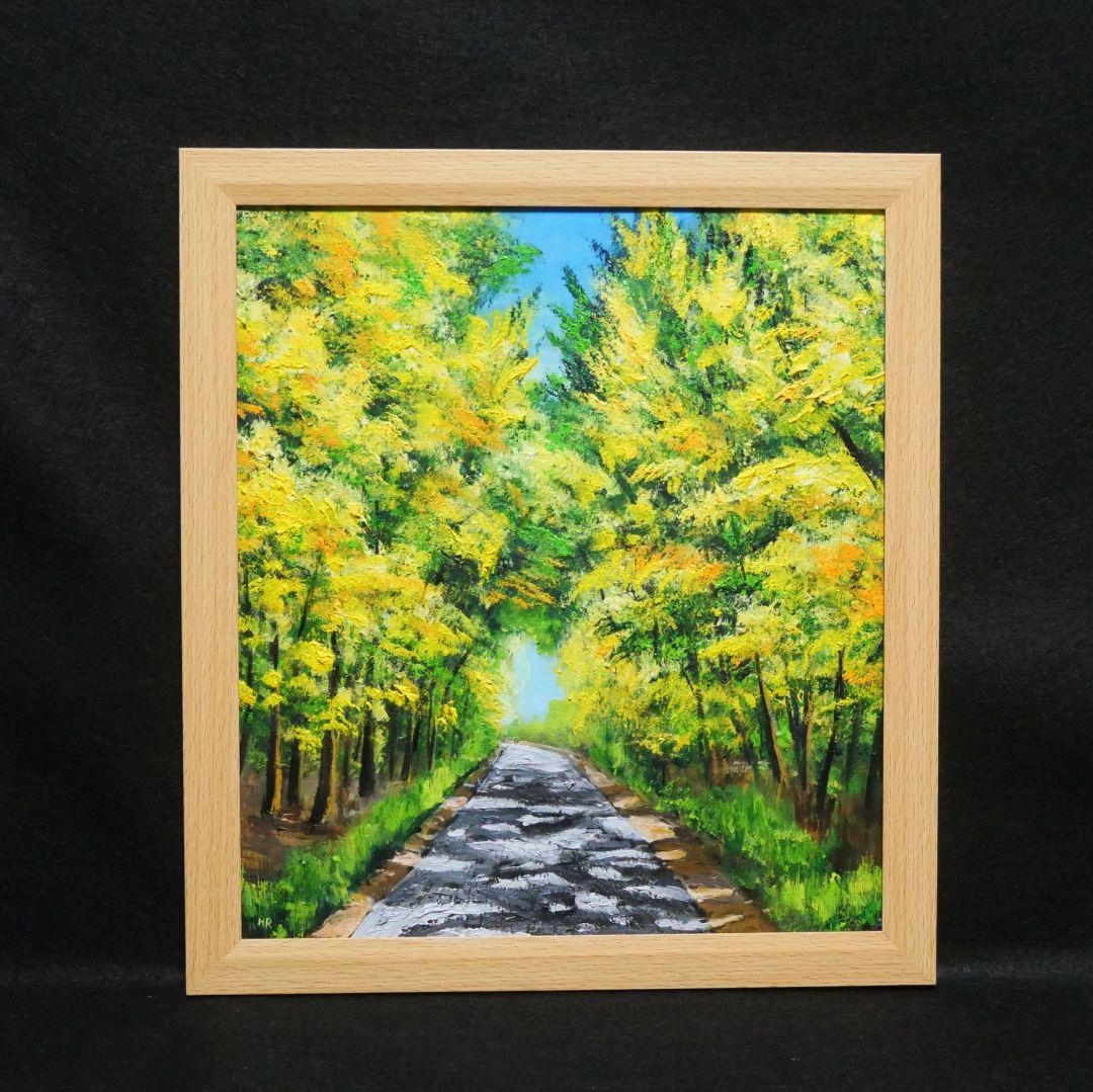 油絵 油彩 油彩画 絵 絵画【ミモザの道】