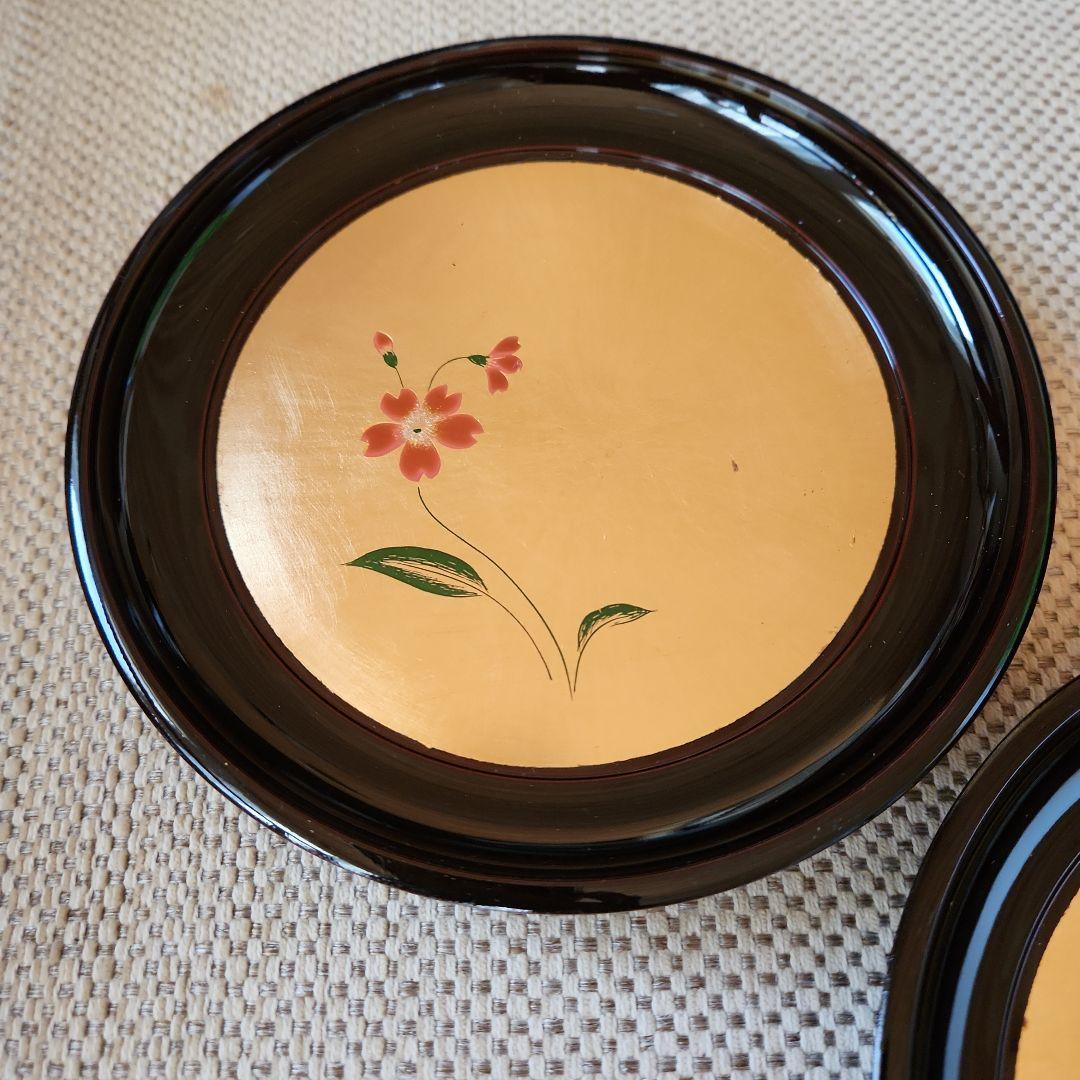 【貴重】高級漆器皿 菓子器 5枚セット 花模様