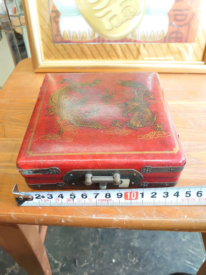 開運 風水 風水盤 中国製 アンティーク 龍 鳳凰デザイン