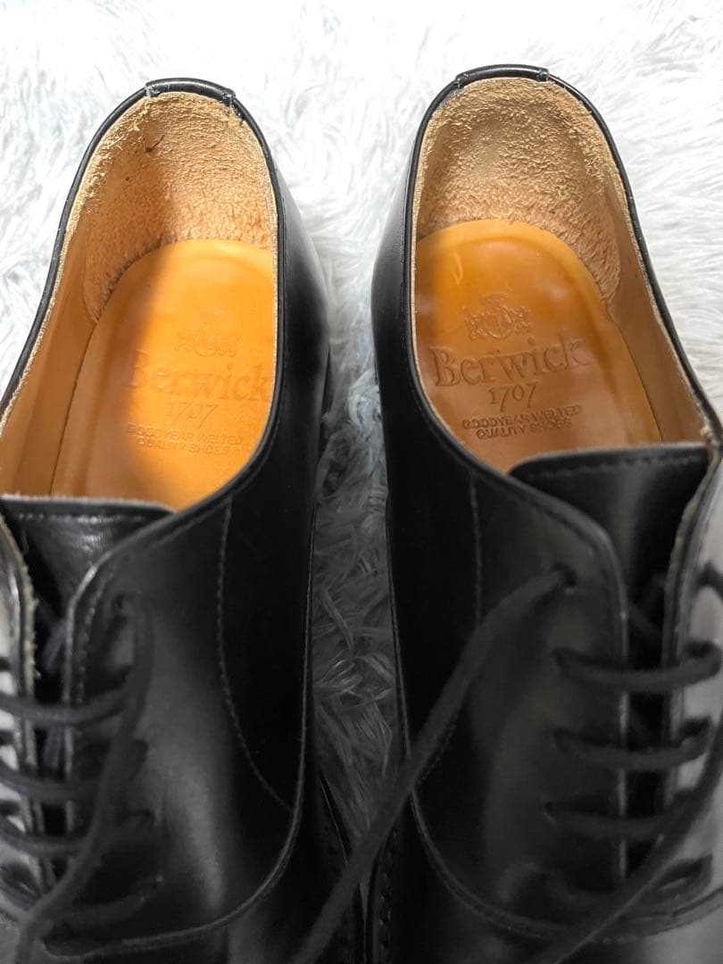 バーウィックBerwick 1707 ブラックレザードレスシューズ、6.5