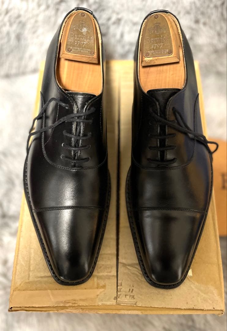 バーウィックBerwick 1707 ブラックレザードレスシューズ、6.5