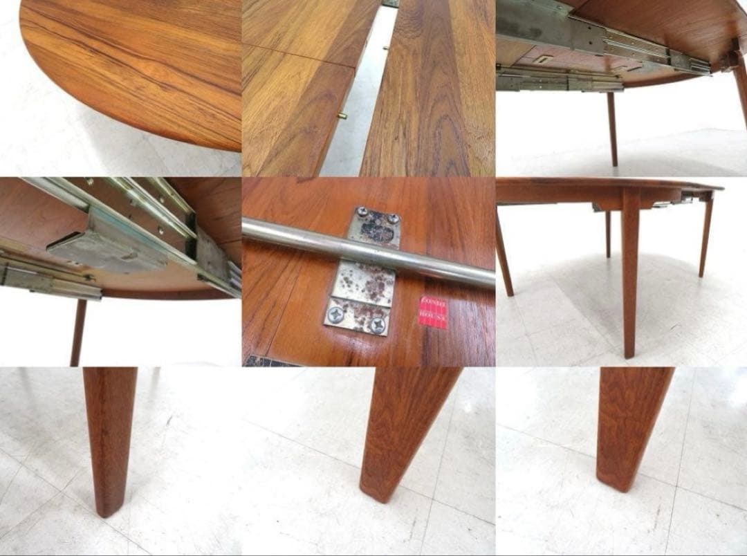 カンディハウス チーク材 無垢　伸長式ダイニングテーブル