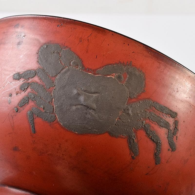 根来漆　金銀蒔絵　蟹文椀　時代箱付　M　R7922