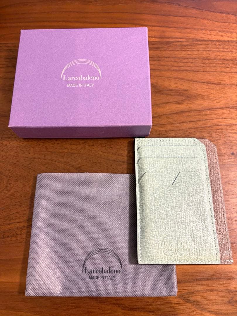 【ラルコバレーノ】 スマートミニウォレット財布 ベージュミントグリーン