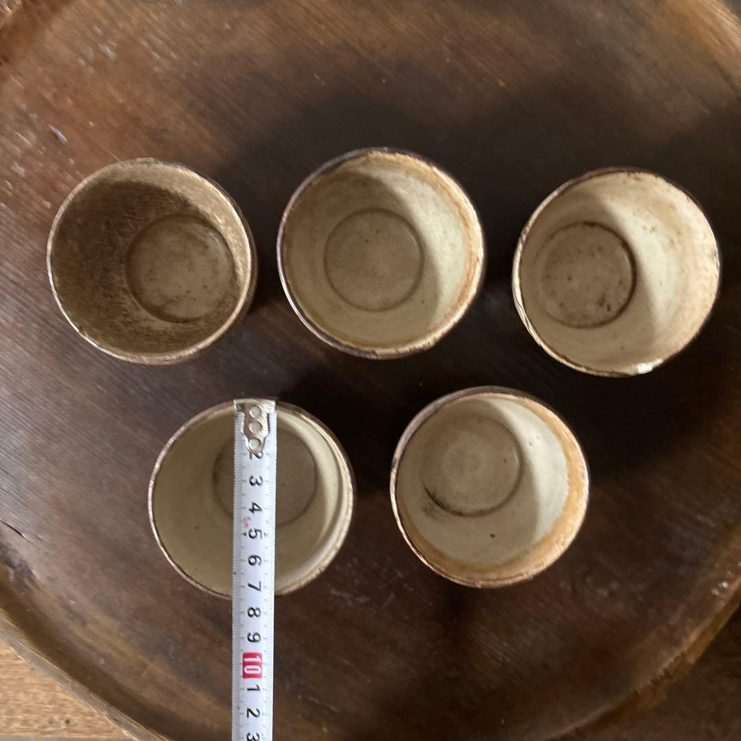 絵瀬戸猪口5点 御深井焼 猪口 美濃 酒盃 骨董 アンティーク 古道具 検