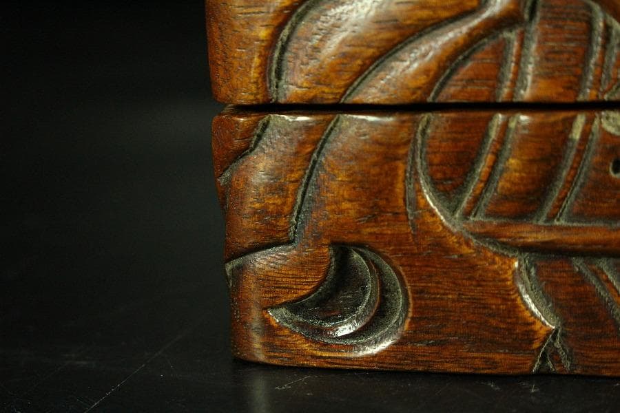 唐木 刻芭蕉 四方箱 旧家蔵出(K-A746) - glorybeautysalon.com