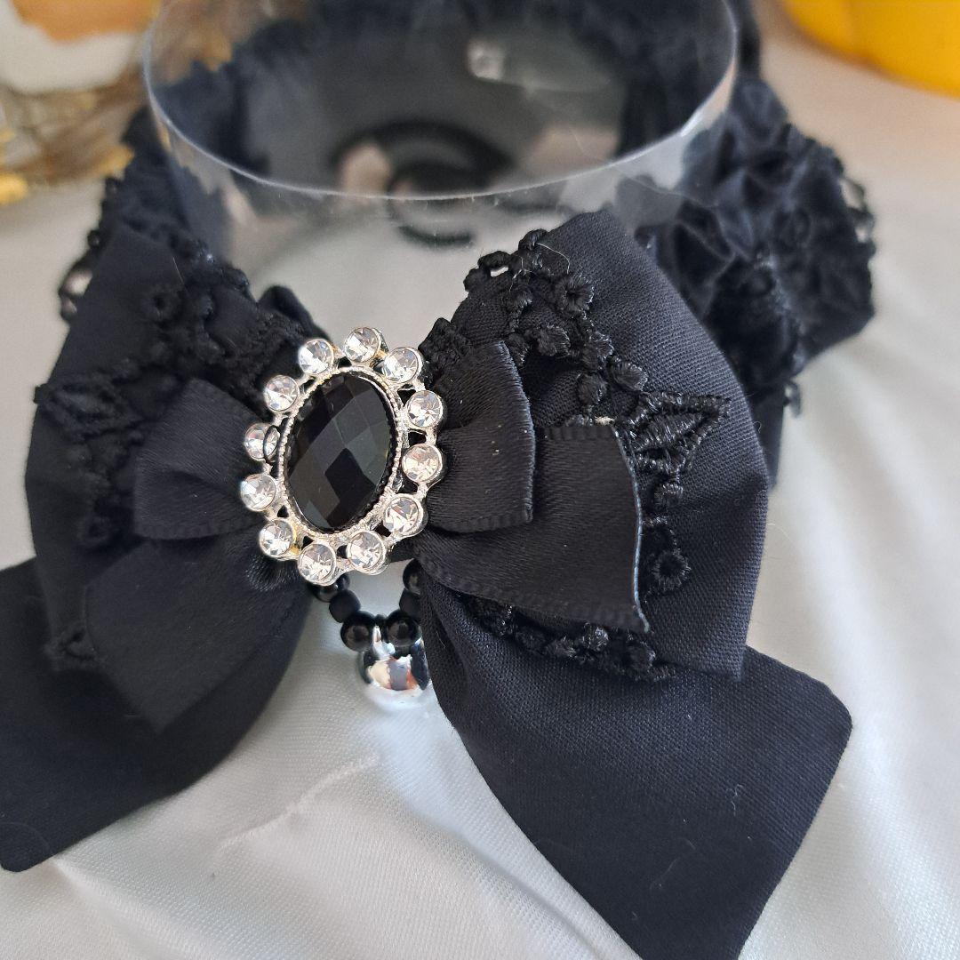 短毛シュシュ、ハロウィン、ゴスロリ(黒レース)わんちゃん猫ちゃん用