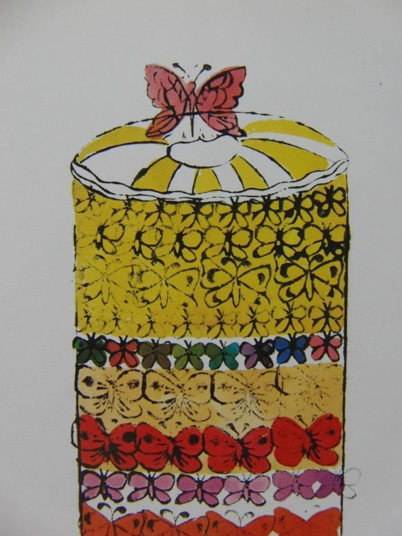 アンディ・ウォーホル、バタフライ レイヤード ケーキ、海外版・希少画集・額装画