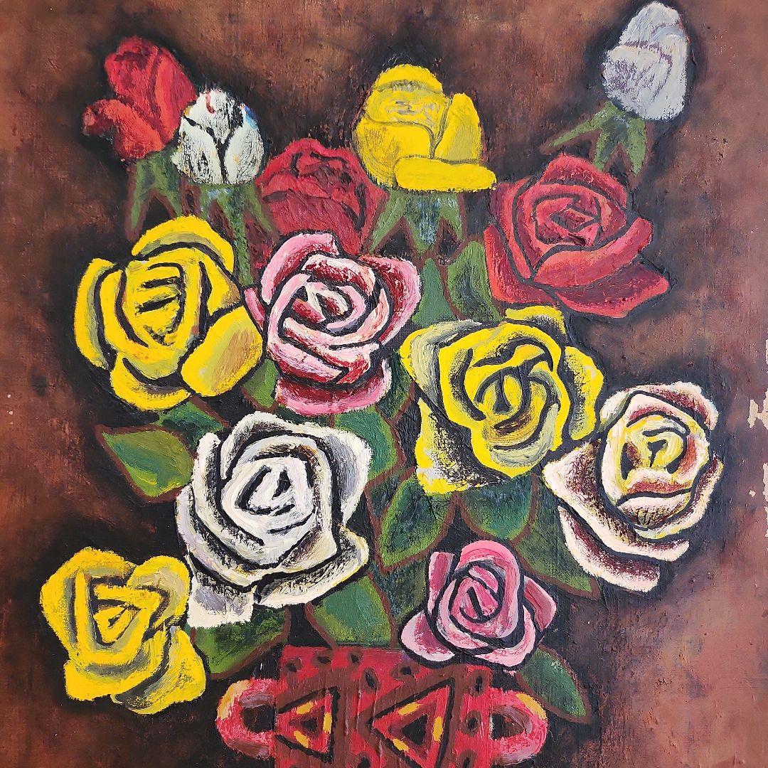 田渕眞兒油絵油彩画薔薇シリーズ花No.24-s