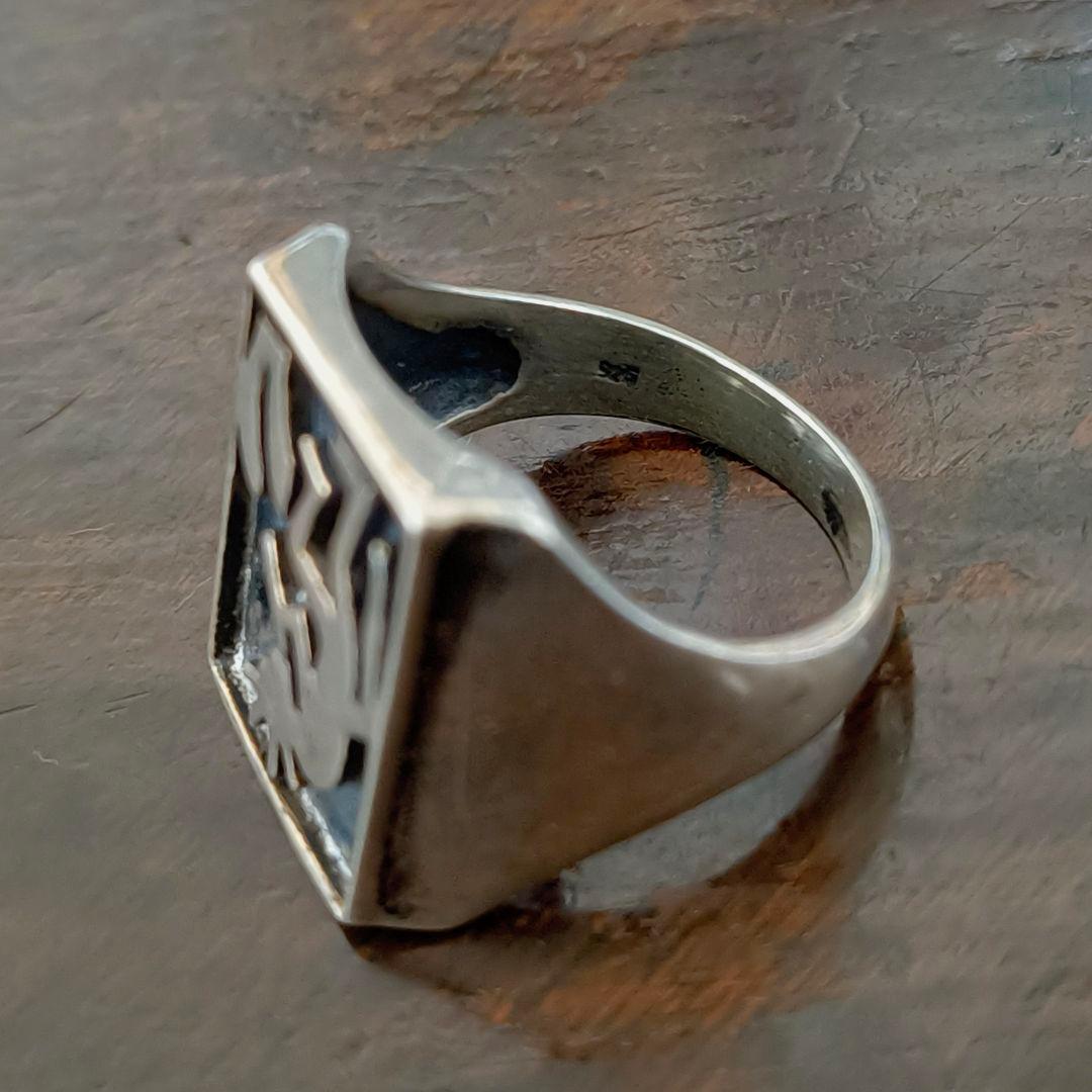 インディアンジュエリー ホピ族 ココペリ オーバーレイ リング シルバー925