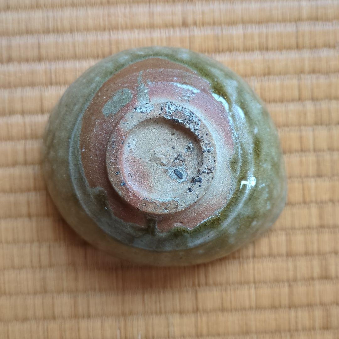 キャロライン洋子さま専用 緑色の丸型陶器の器 青唐津茶碗 古唐津