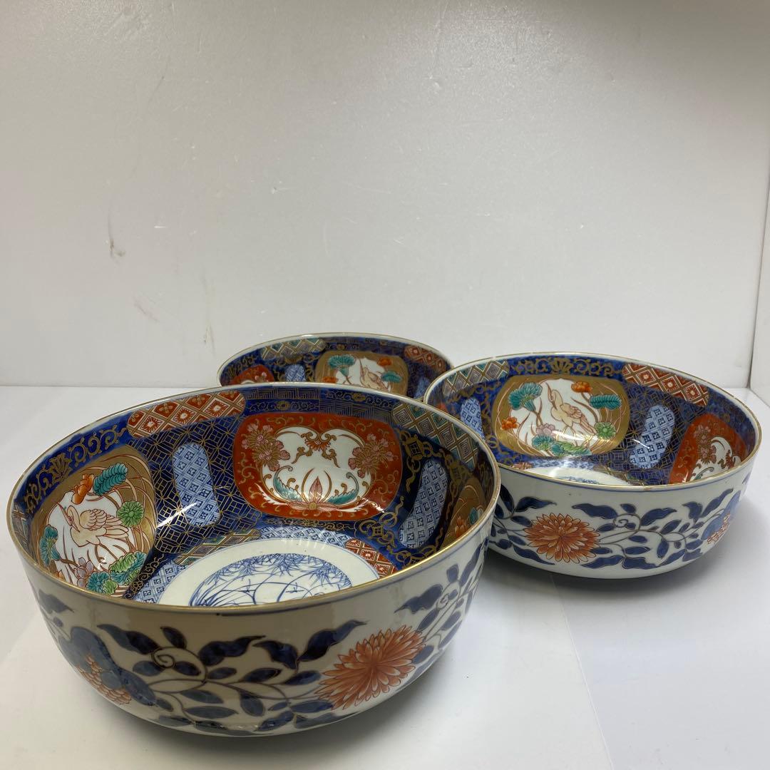 古伊万里 上手三ツ鉢 木箱付 東Y7-0217④トヒチサ