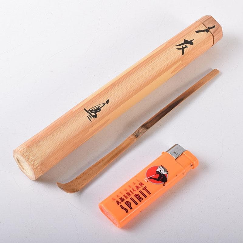 茶道具竹高斉作茶杓銘「友」前大徳須賀玄道書付共筒共