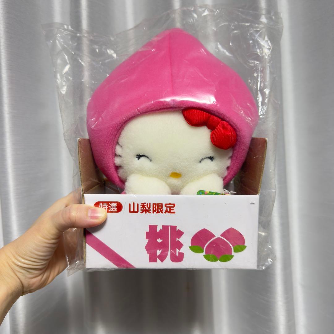 レアハローキティ 山梨 桃 マスコット 箱入り 着ぐるみ ぬいぐるみ