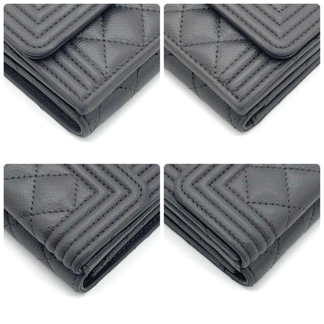 極備品】シャネル ボーイシャネル キャビアスキン コンパクト