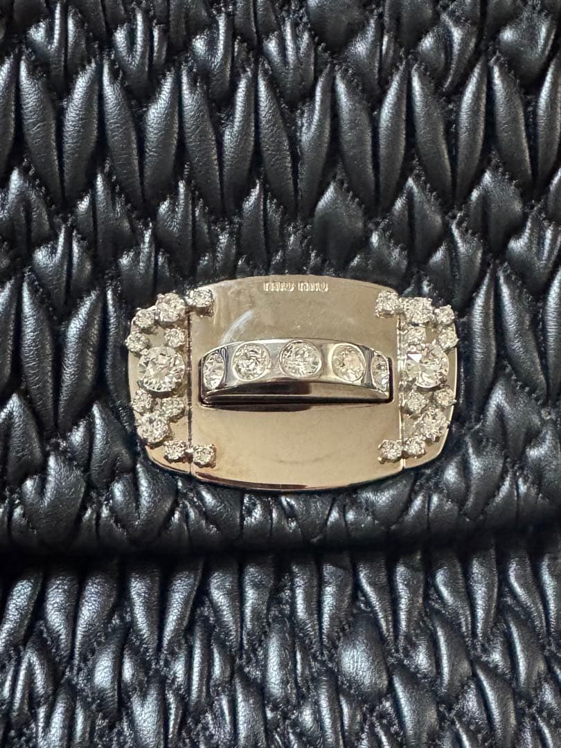 Choooさま専用 miu miu ブラック　ナッパ　マトラッセ　クリスタル