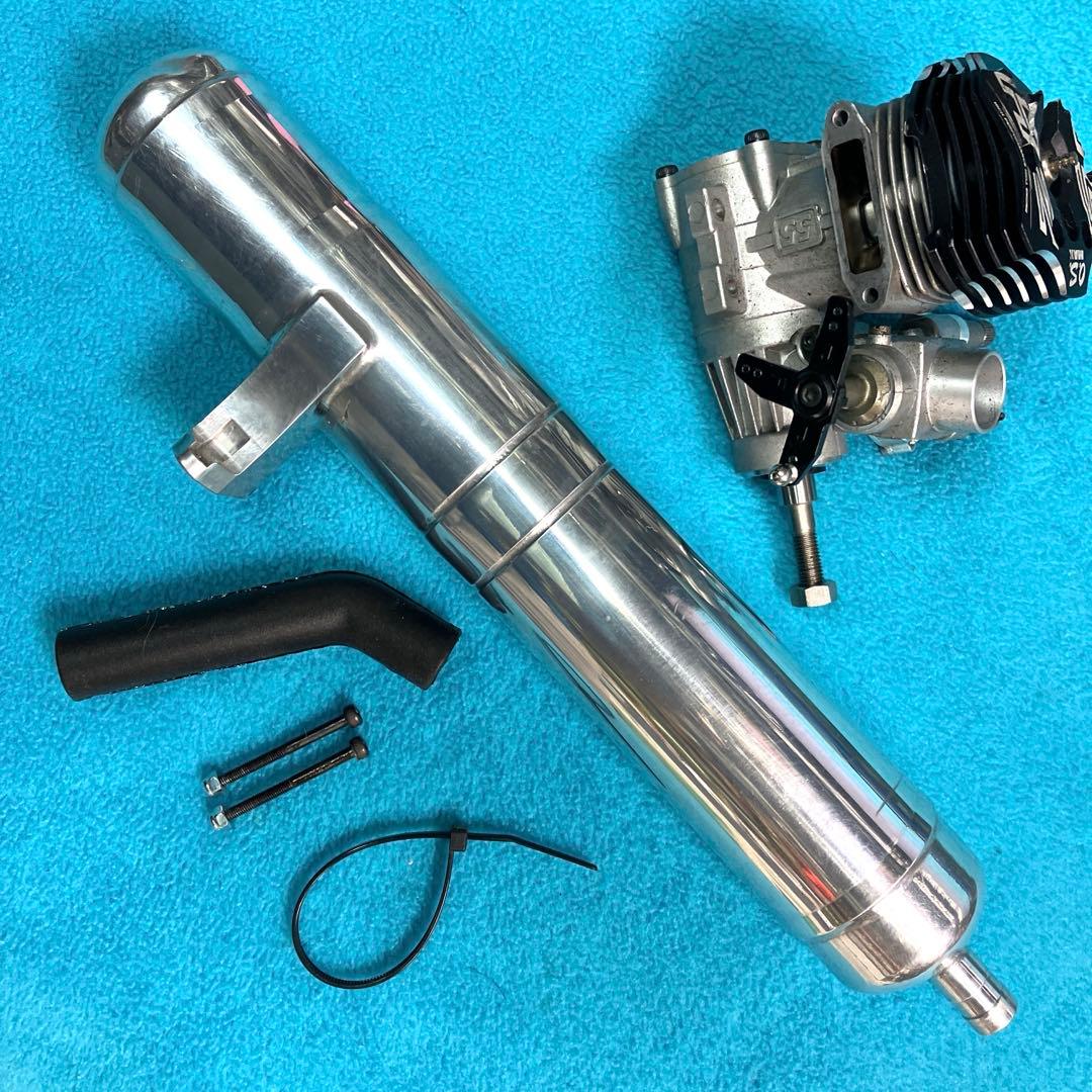 中古、破損有り　RCヘリ用 OS 55HZ-Rエンジン & サイレンサー