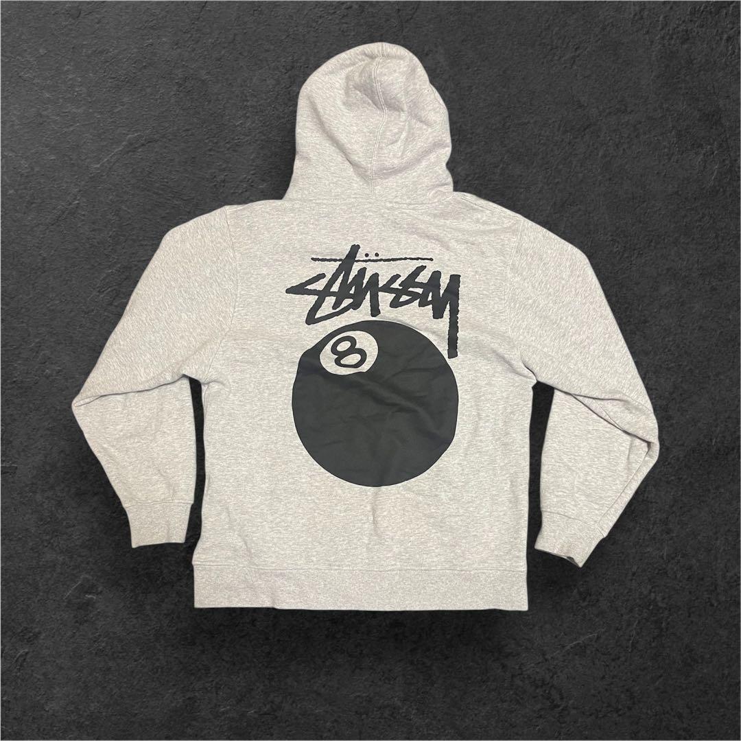 Stüssy 8ボール バックプリント グレー パーカー 定番