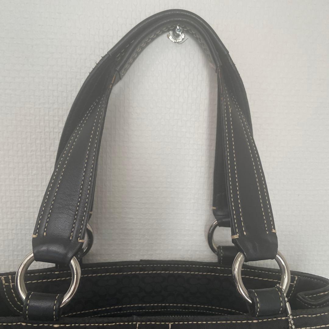 COACH コーチ シグネチャー ハンドバッグ 黒 ブラック