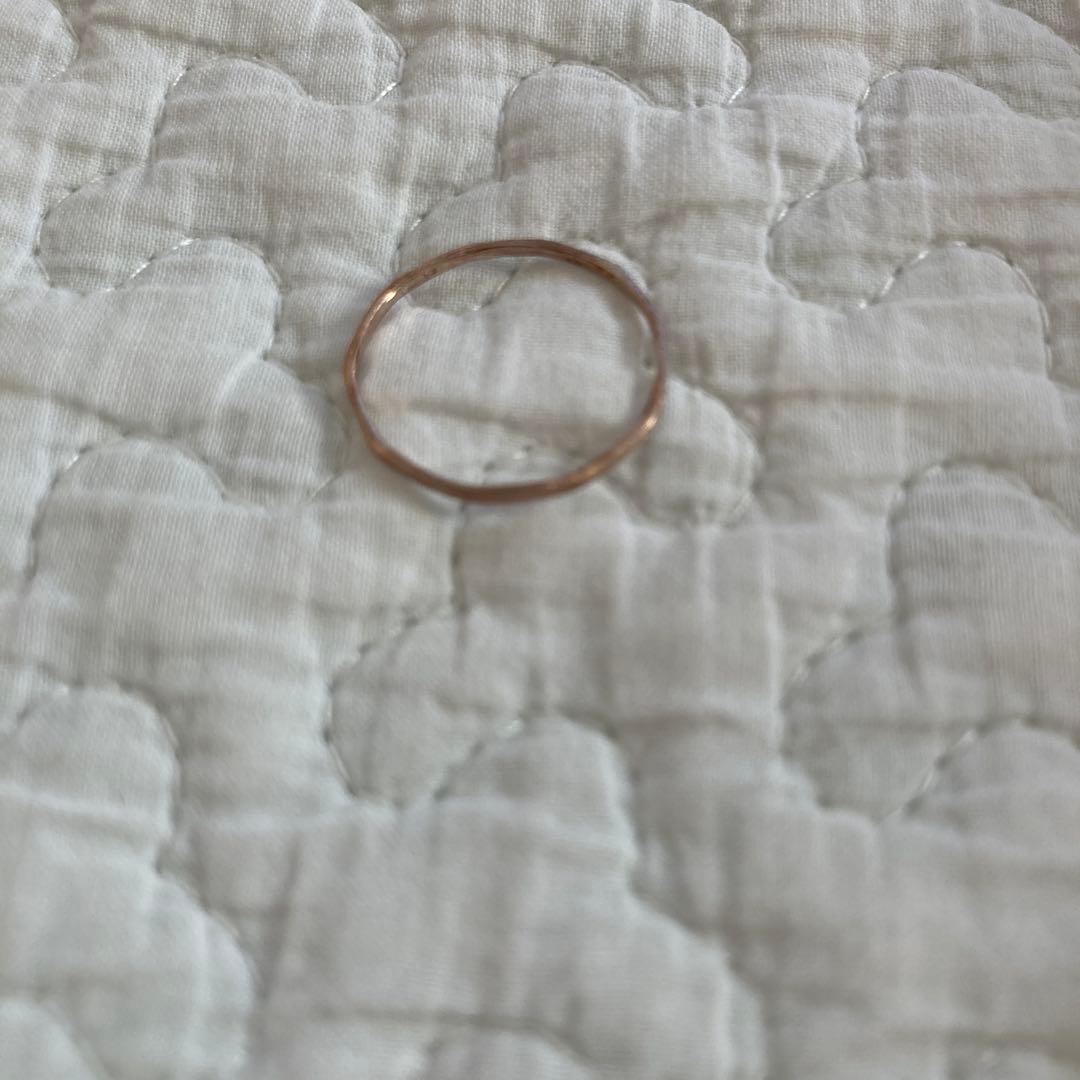 k18 ピンクゴールド　角つや消しリング　シルバーと2本セット　15号