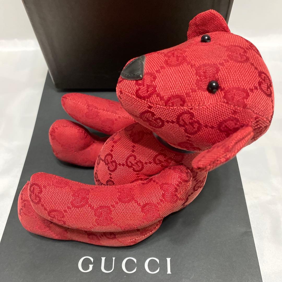 美品 グッチ GUCCI テディベア GGブランドロゴ総柄 キャンバス地 箱有