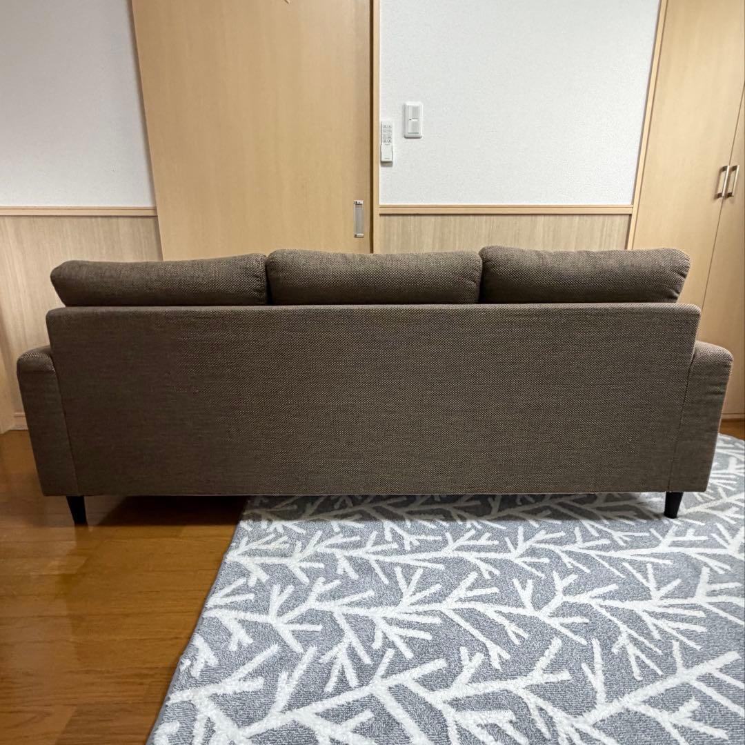 美品 ニトリ N シールド カウチソファ 3人掛け ブラウン ファブリック