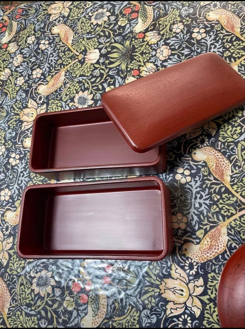 赤木明登作家作品　漆塗りの重箱と汁椀　朱色（赤）　箱付き