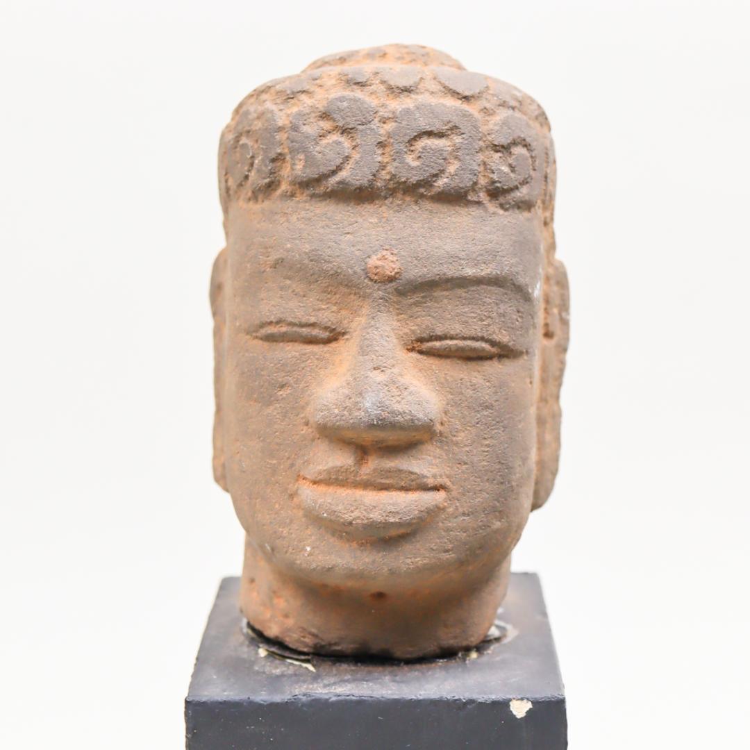 石造 仏頭 カンボジア クメール美術 カンボジア アンコールワット 仏像 仏頭 仏教美術 クメール美術