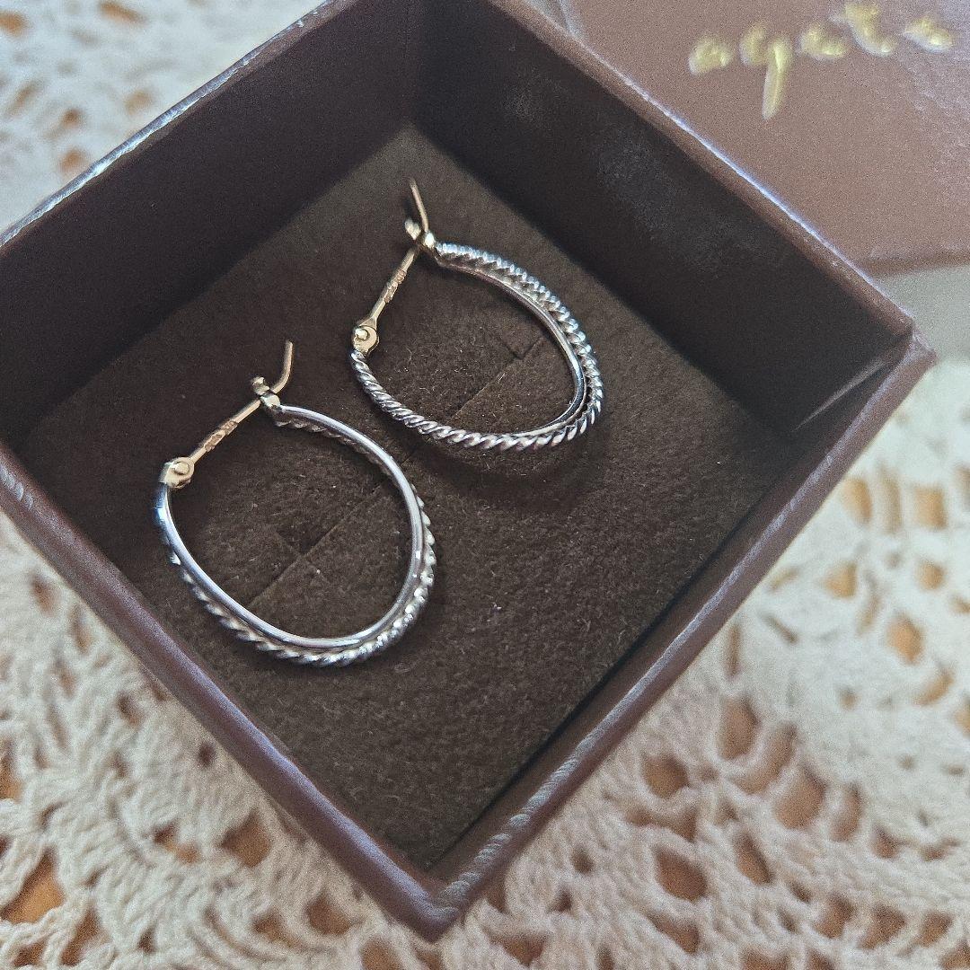 agete シルバー フープ ピアス ツイスト デザイン アガット 完売品